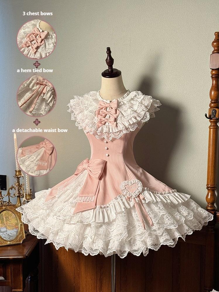 Alice Girl~Arrogant Miss~Sweet Lolita Jumper Dress with Tiered Lace Dress
