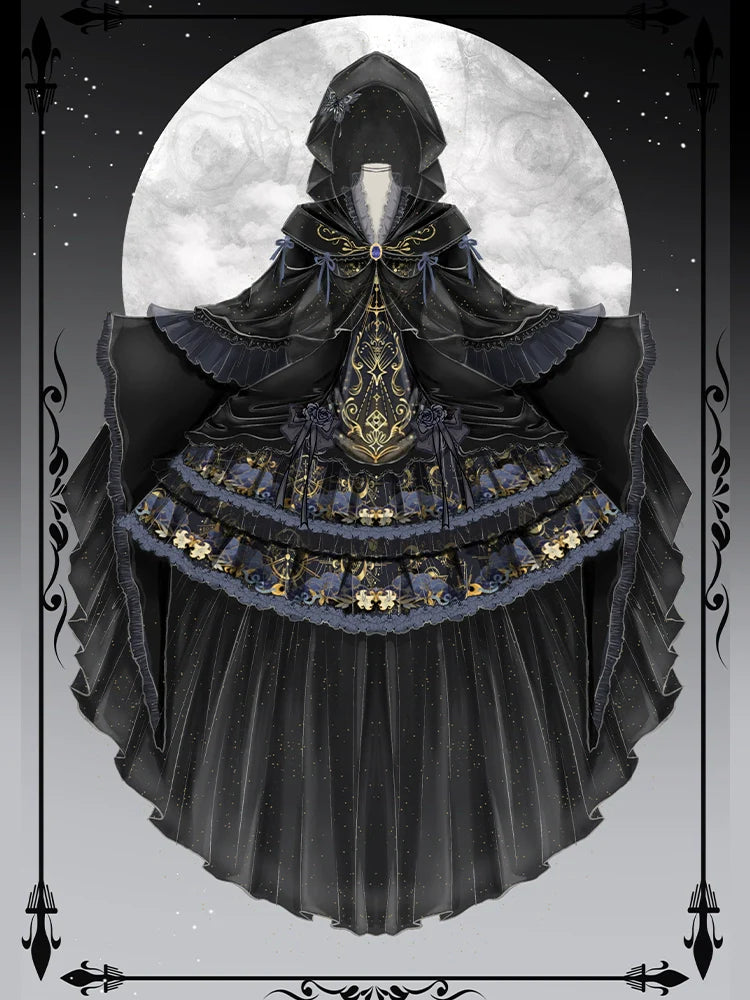 YingLuoFu~Astro Cat~Gothic Lolita OP Suit Witch Lolita Dress and Shawl