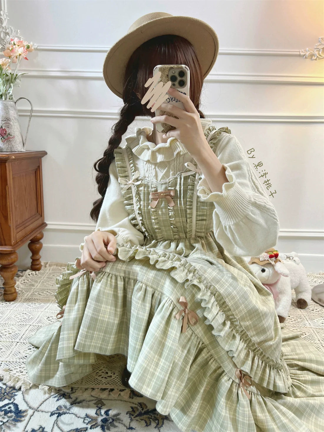 EESSILY~Green Fairy Tale~Classic Lolita Sweater Round Collar Winter Lolita Innerwear