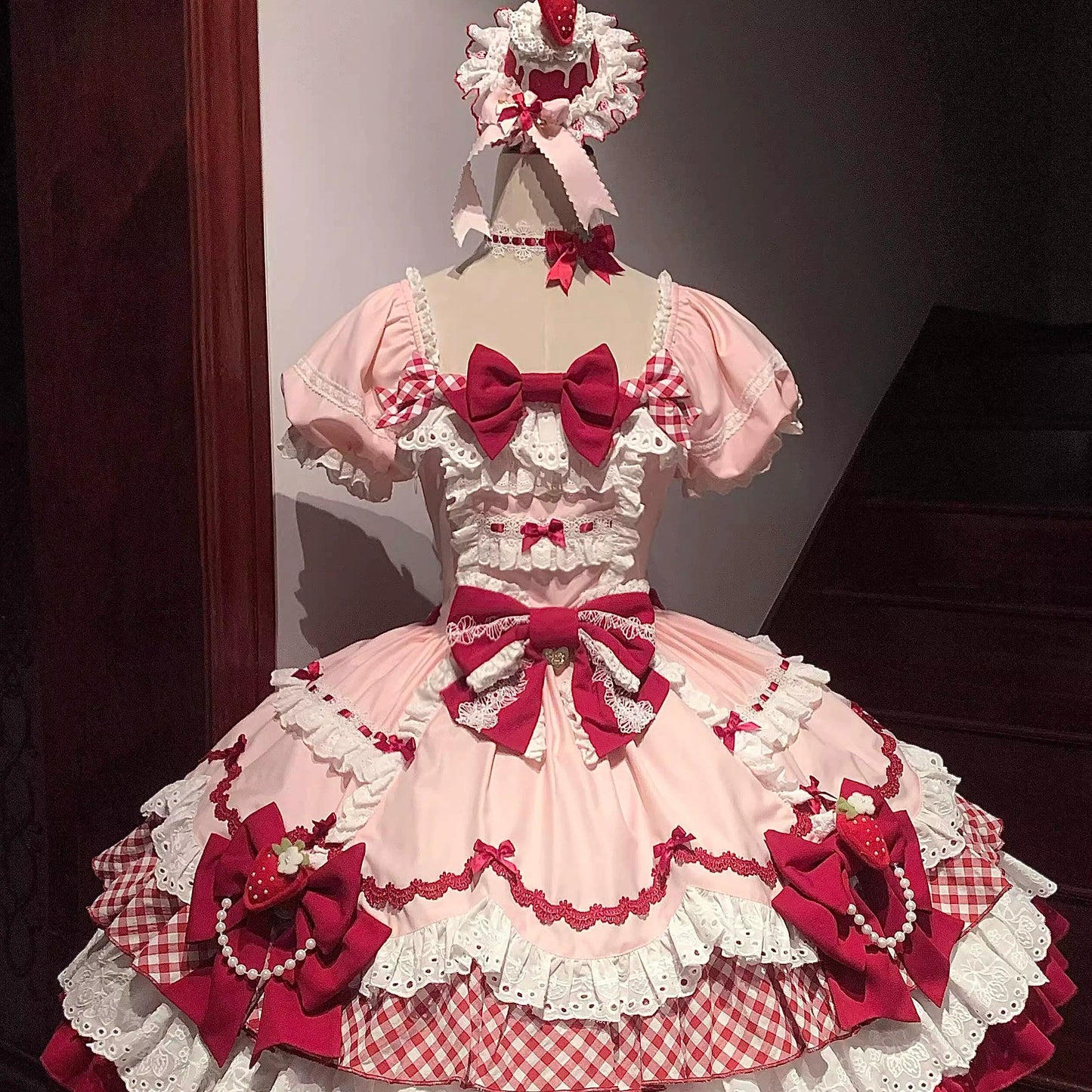 Sakurahime~Berry Sweetheart~Sweet Lolita OP Suit Old School Lolita Dress and Top Hat