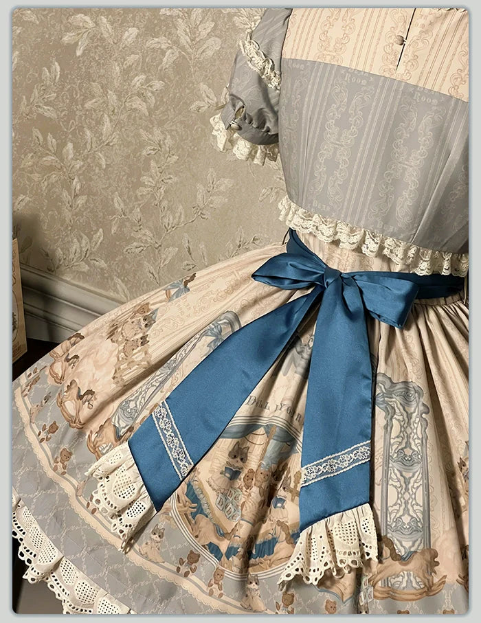 Alice Girl~Sea Salt Fairytale~Sweet Doll-like Lolita OP Animal Printed Lolita Dress
