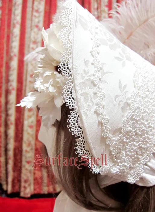 Surface Spell~Gothic Lolita Half Bonnet Beautiful Feather Lolita Hat