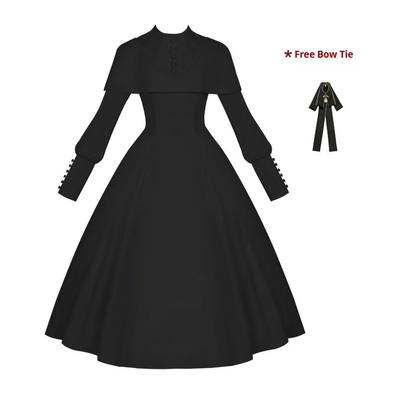With PUJI~13th Night~Gothic Lolita OP Dress with Built-in Cape