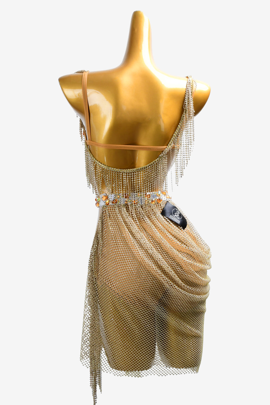 Permino crystal fishnet Latin dress with AB cystals & sew-on stones