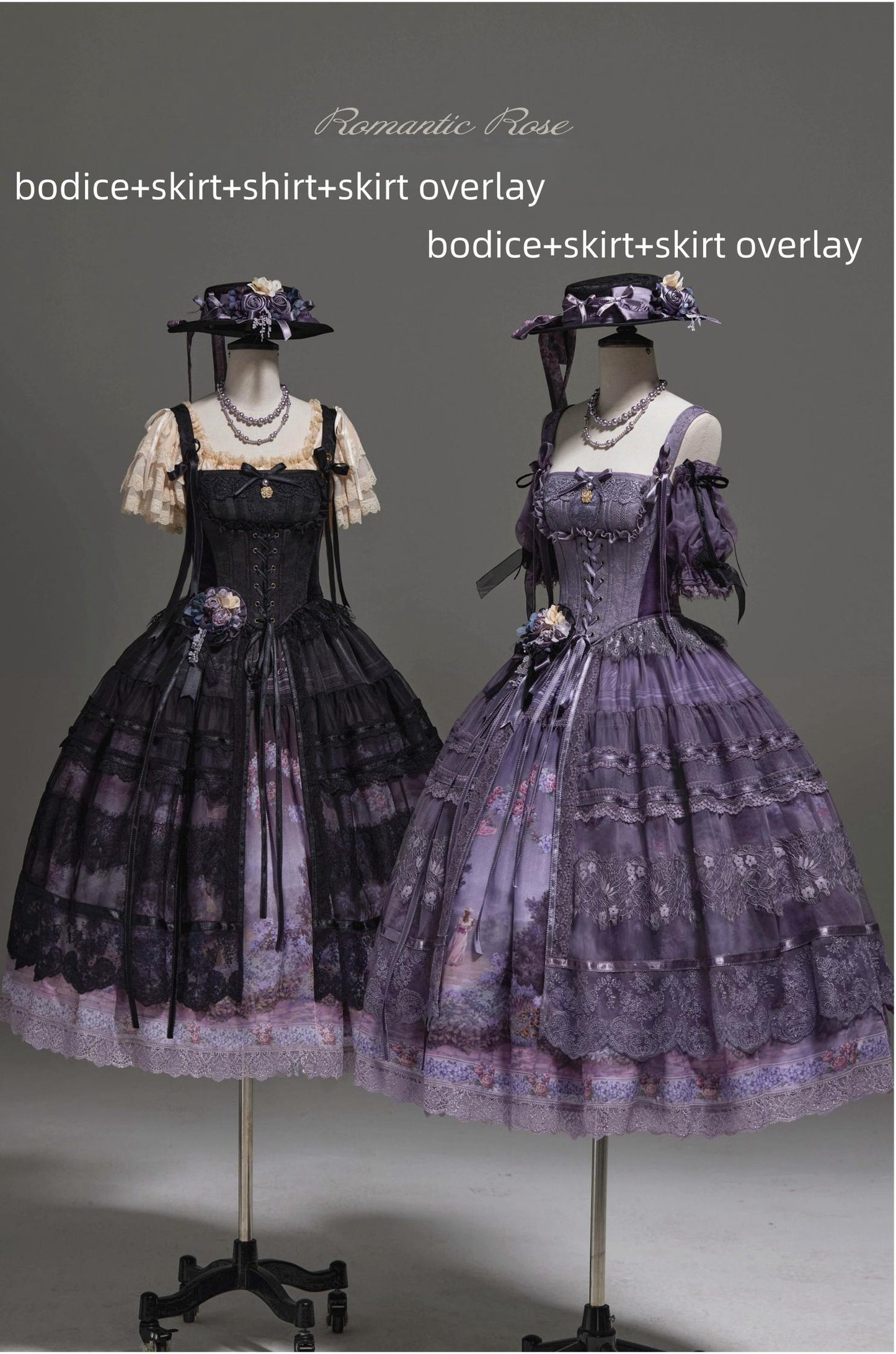 ZUOlanrichen~Romantic Rose~Classic Lolita Shirt with Puffy Sleeves Sheer Skirt Overlay