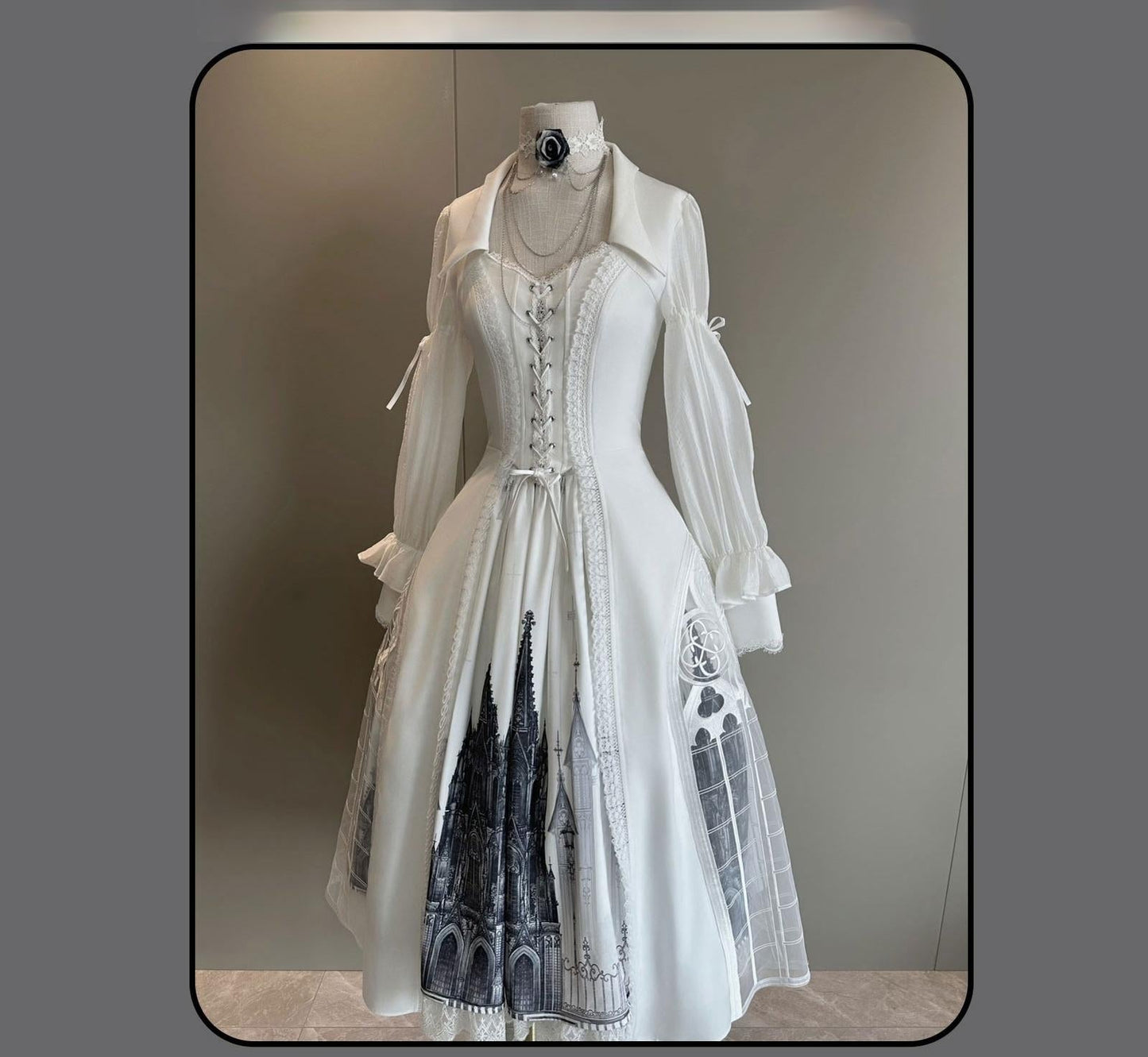 Susin Lolita~Night Traveler~Gothic Lolita Skirt Outfit Long Coat Shirt and Bustier Set