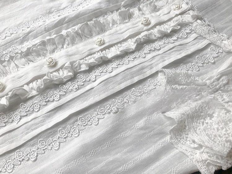 Dawn and Morning~White Elegant Lolita Shirt French Style Lolita Innerwear