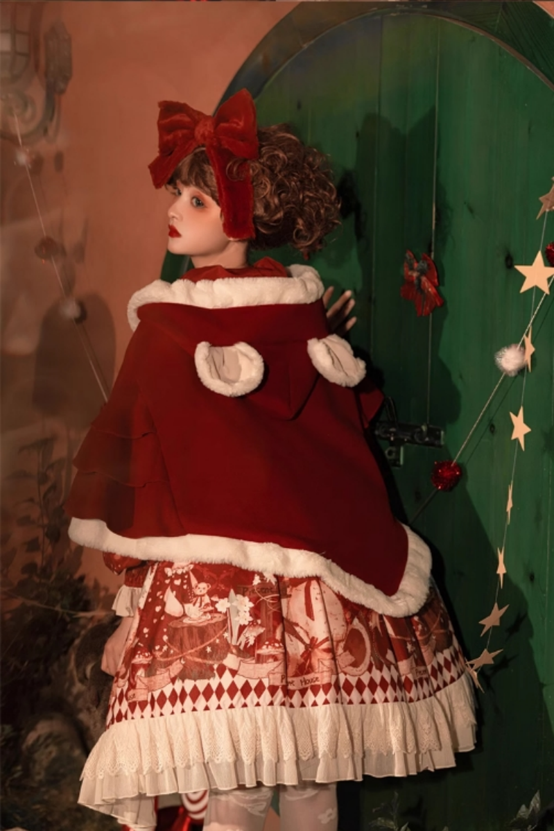 Sweet Date~Christmas Lolita OP Red Lolita Cape