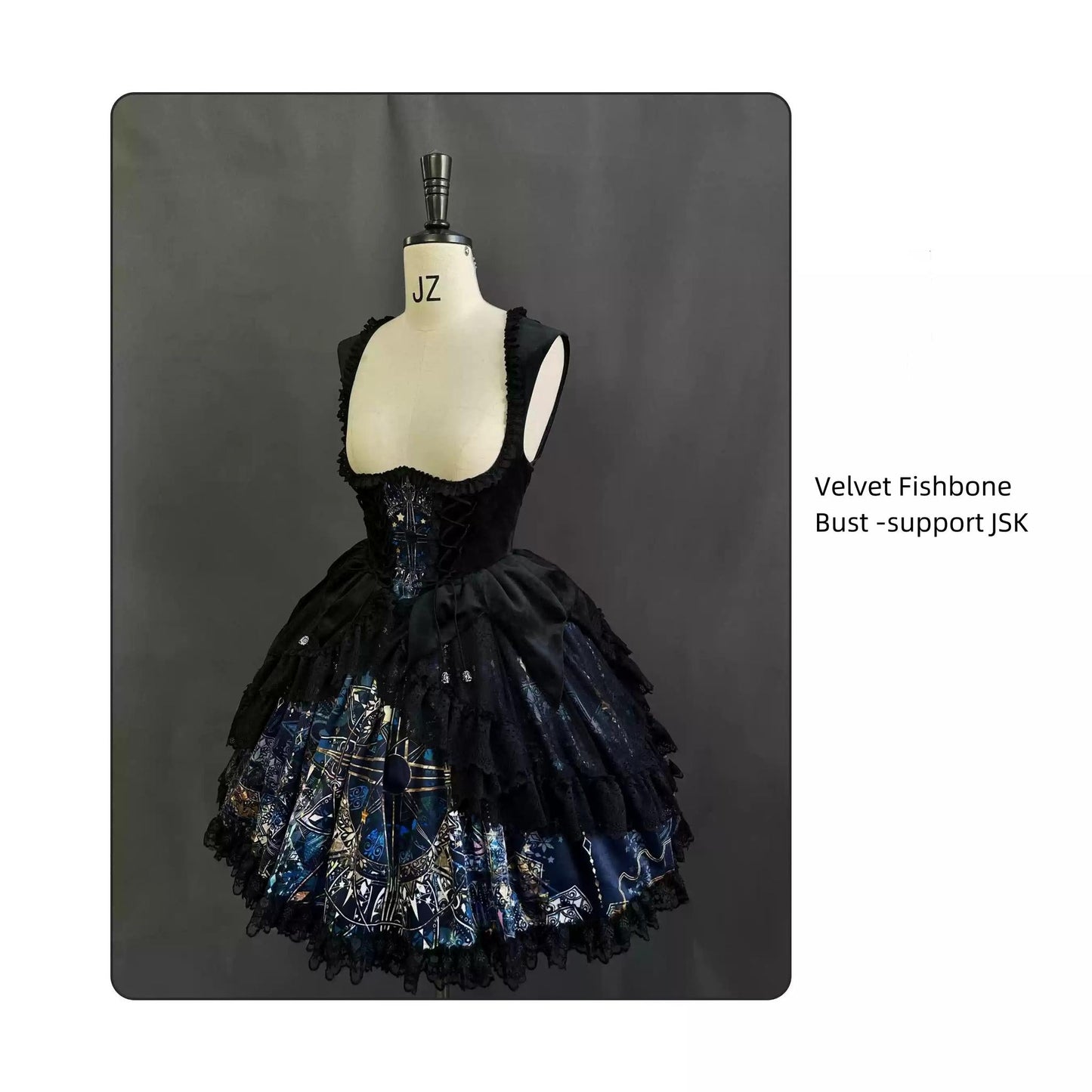 SUSIN~Night Traveler~Classic and Elegant Gothic Dress with Colorful Window Prints