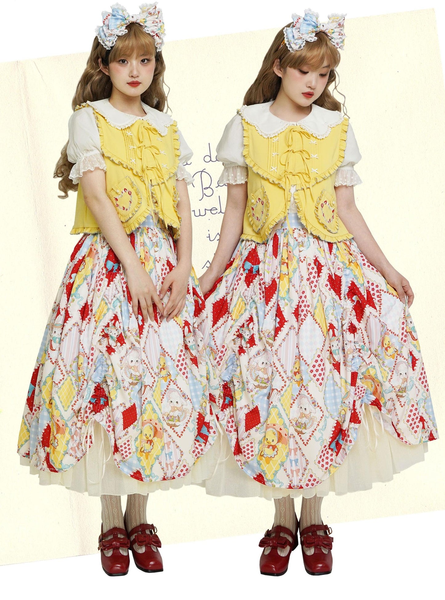 Southern Cross~Showa Kaleidoscope~Sweet Lolita OP SK and JSK with Rabbit Print