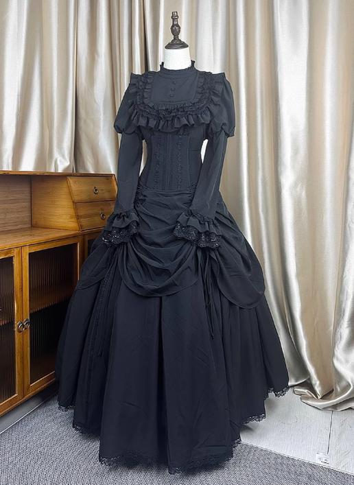 The Original Witch~Witch Returns~Gothic Lolita SK Set Fishbone Lace Corset Skirt Shirt