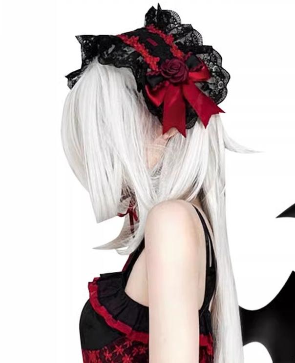 OCELOT~Gothic Lolita Headband Black Red Rose Lolita Hairband