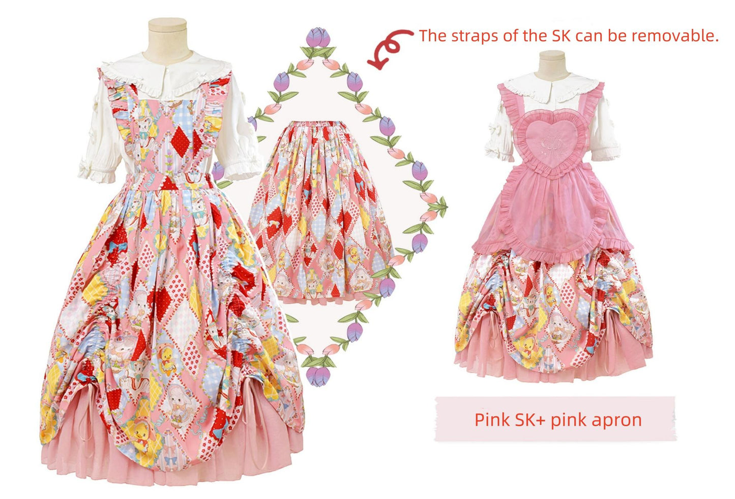 Southern Cross~Showa Kaleidoscope~Sweet Lolita OP SK and JSK with Rabbit Print