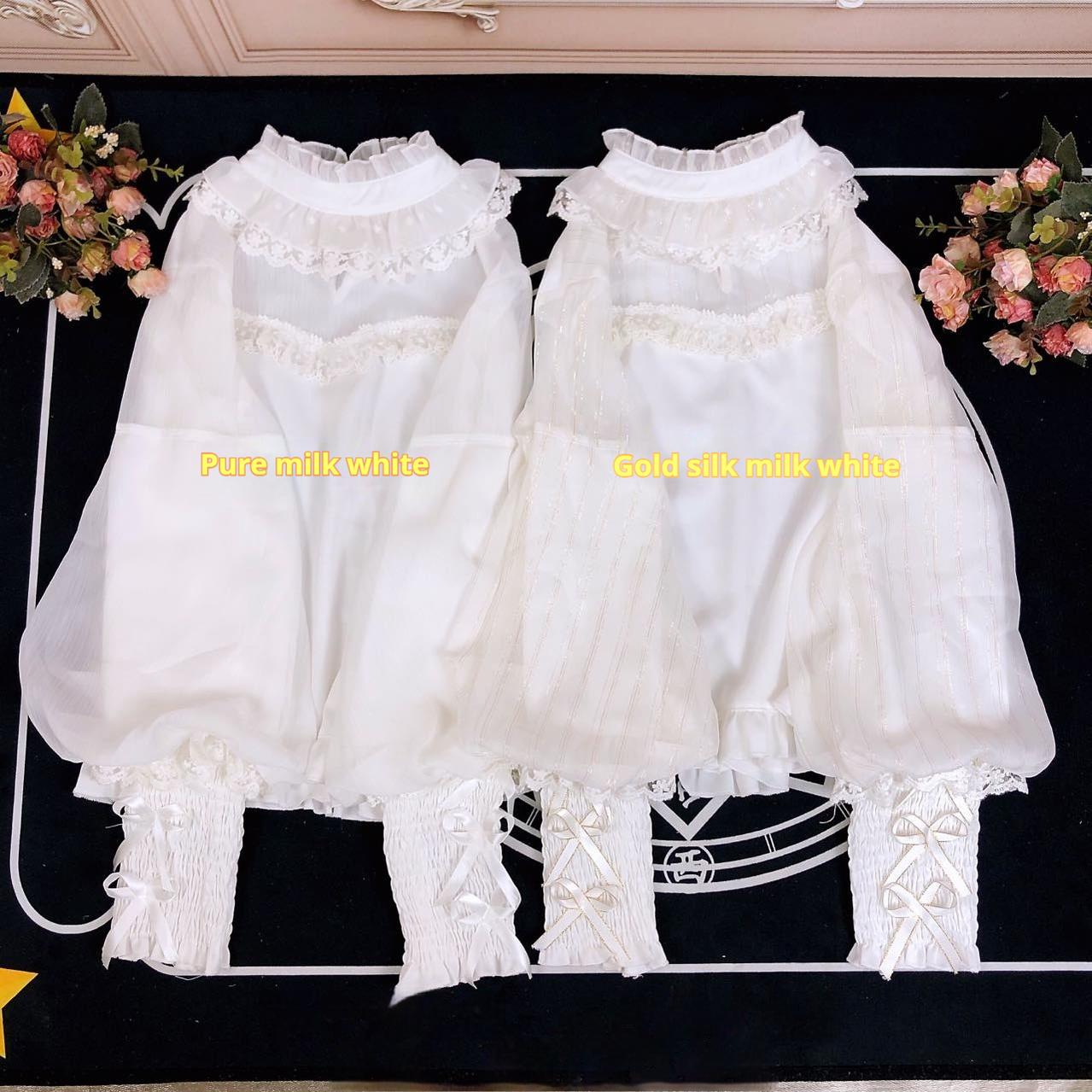 DMFS Lolita~Sweet Lolita Shirt Mutton Sleeves Chiffon Lolita Innerwear