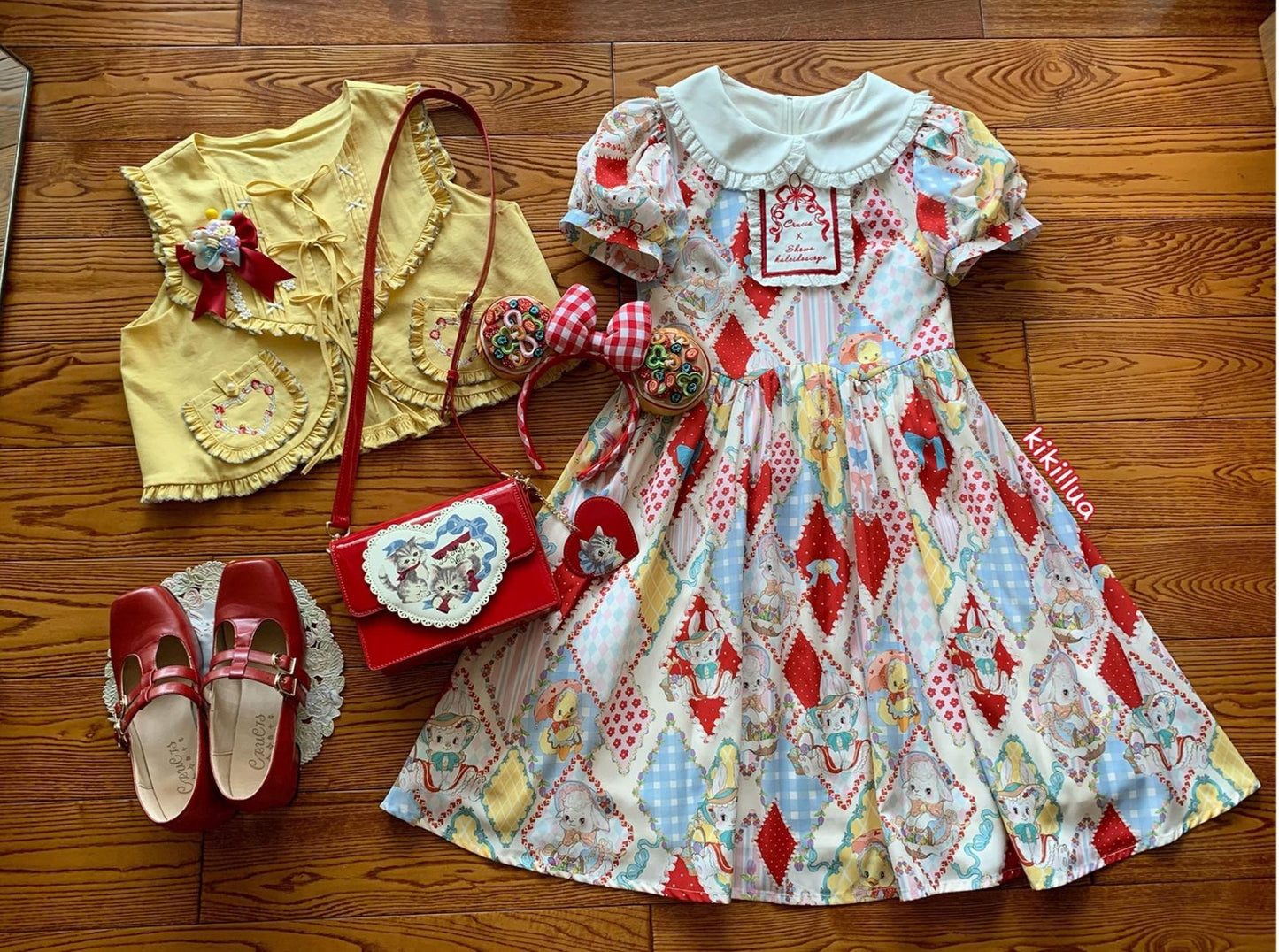 Southern Cross~Showa Kaleidoscope~Sweet Lolita OP SK and JSK with Rabbit Print