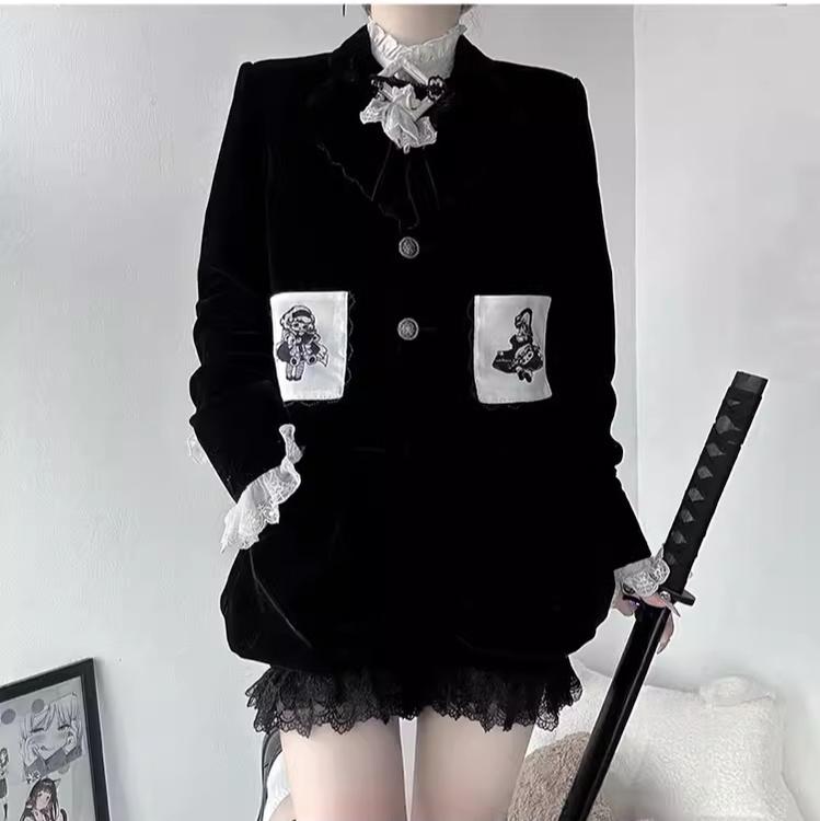 CastleToo~Erosion Heart F-Type~Ouji Lolita Suit Black Velvet Shorts and Skirt