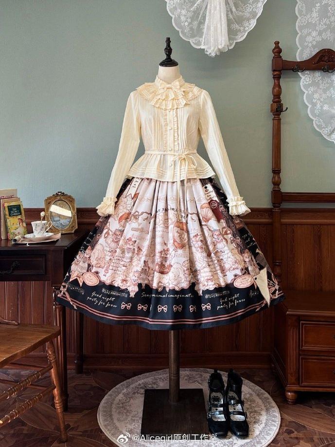 Alice Girl~Fox Band~Sweet Lolita Skirt Picture Book Style Dress