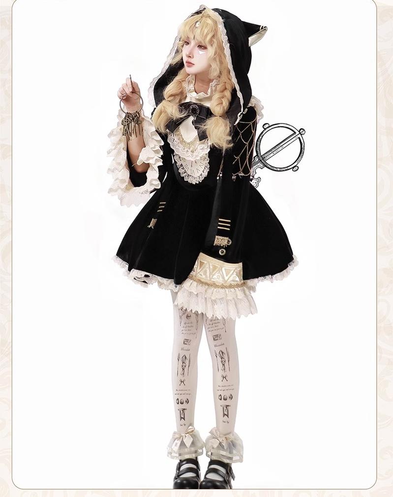 LizBird~Reincarnated Clock~Vintage Lolita OP Dress Set Lolita Bloomers