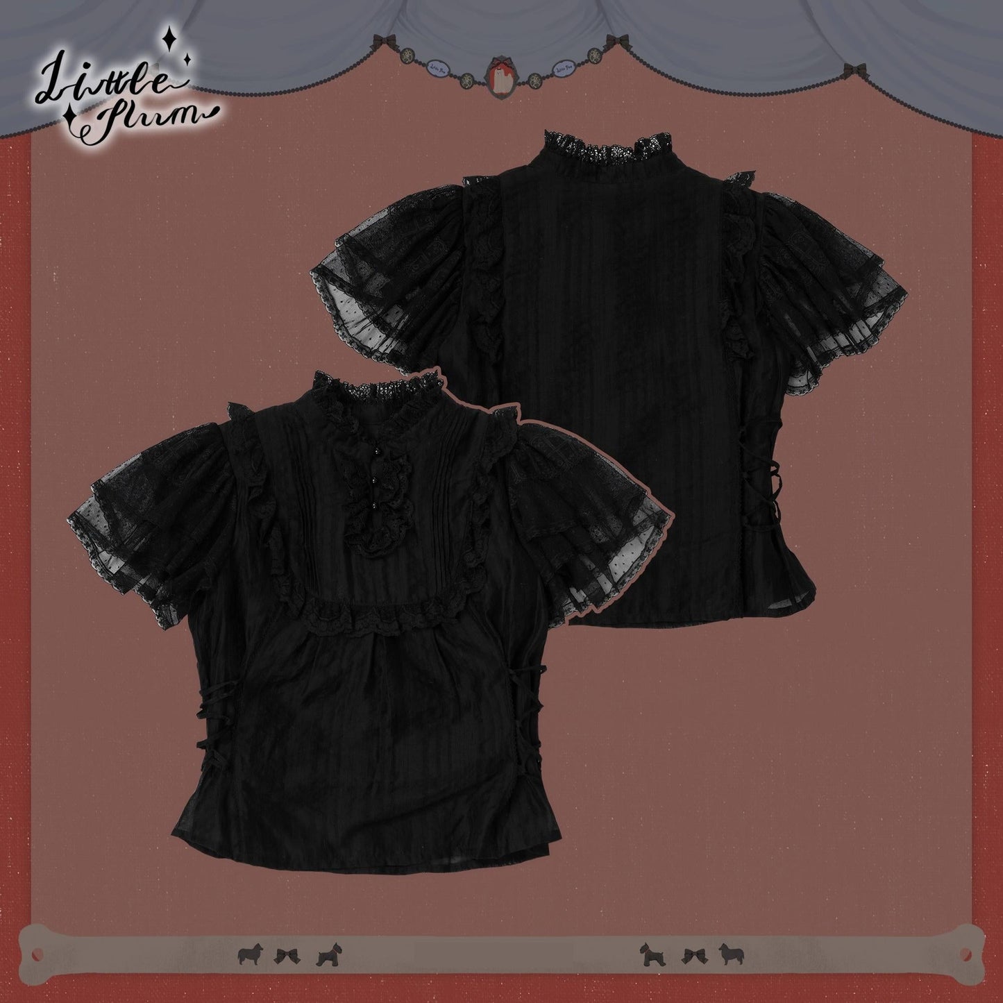 LittlePlum~Telephone Dog~Black Red Classic Lolita Dress Set with OP JSK and Skirt
