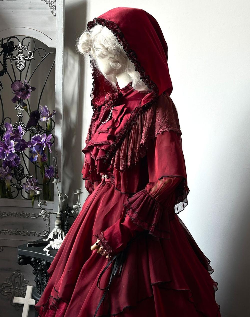 ZJstory~Gothic Lolita Cape Long-sleeved Shawl with Detachable Hood
