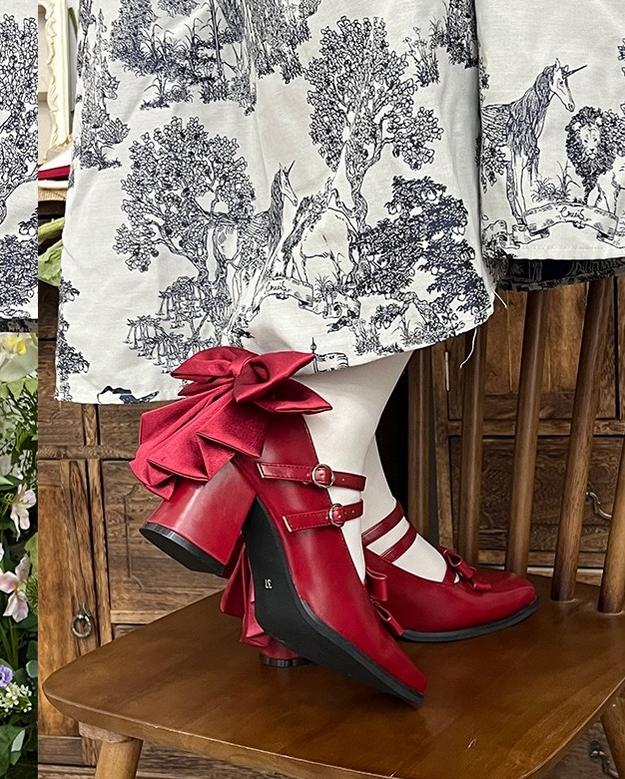 MODO~Magic Search~Sweet Lolita Shoes with Square Toe and Chunky Heel