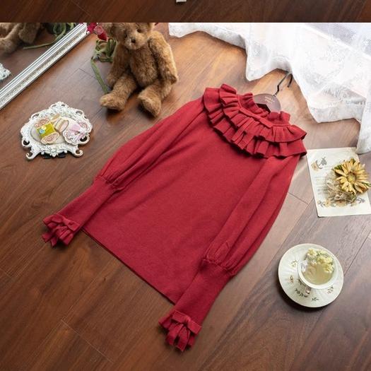 Miaoplus~Sweet Lolita Knit Sweater Long Sleeve Winter Lolita Top