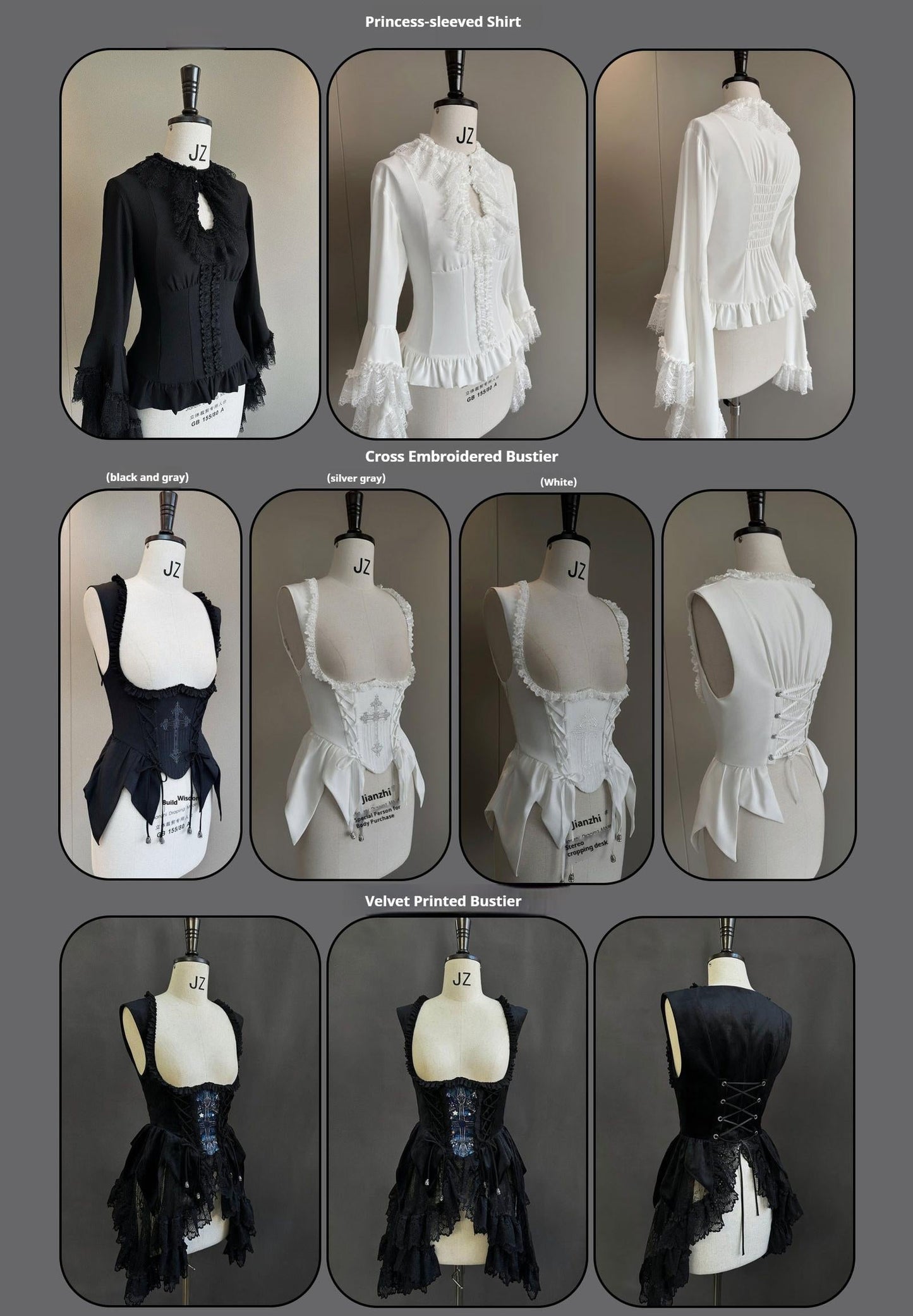 Susin Lolita~Night Traveler~Gothic Lolita Skirt Outfit Long Coat Shirt and Bustier Set