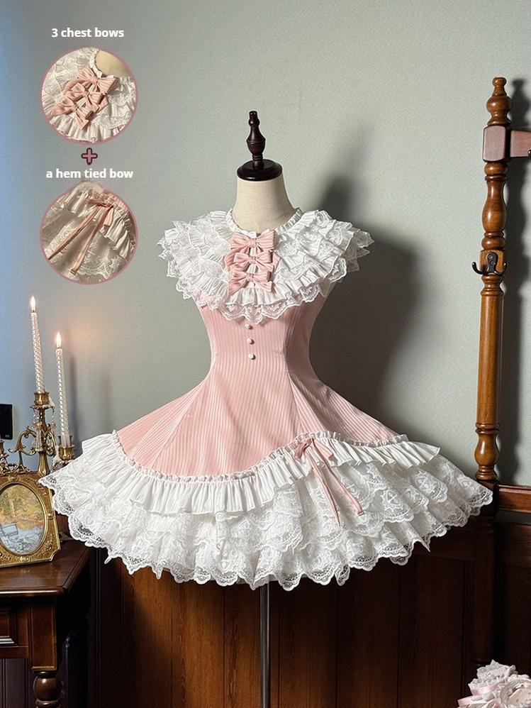 Alice Girl~Arrogant Miss~Sweet Lolita Jumper Dress with Tiered Lace Dress