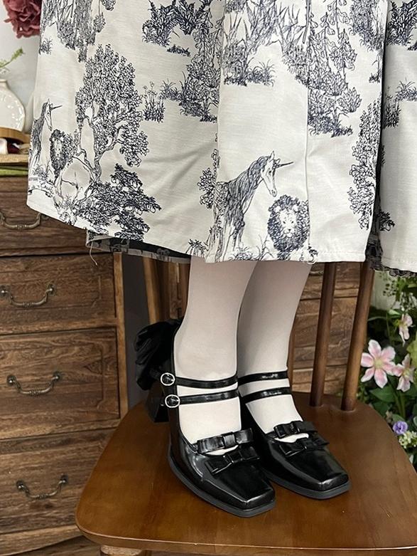 MODO~Magic Search~Sweet Lolita Shoes with Square Toe and Chunky Heel