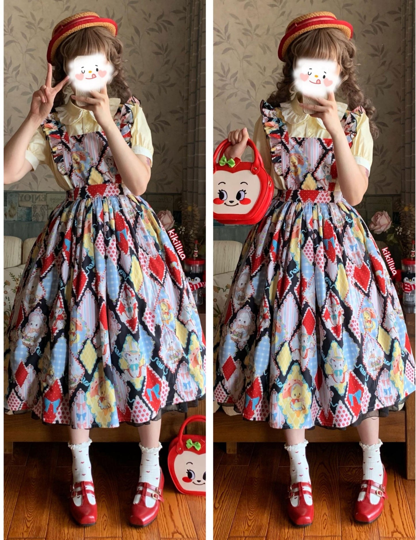 Southern Cross~Showa Kaleidoscope~Sweet Lolita OP SK and JSK with Rabbit Print