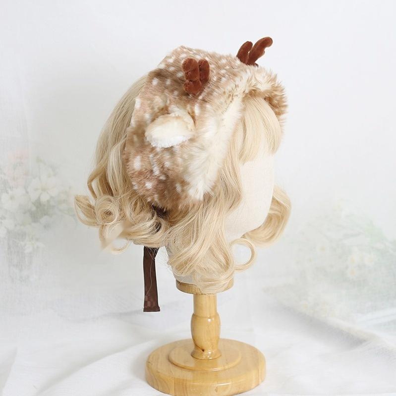 Xiaogui~Deer Spot~Kawaii Lolita Warmer Hat Japanese Sweet Deer Earmuff Hat