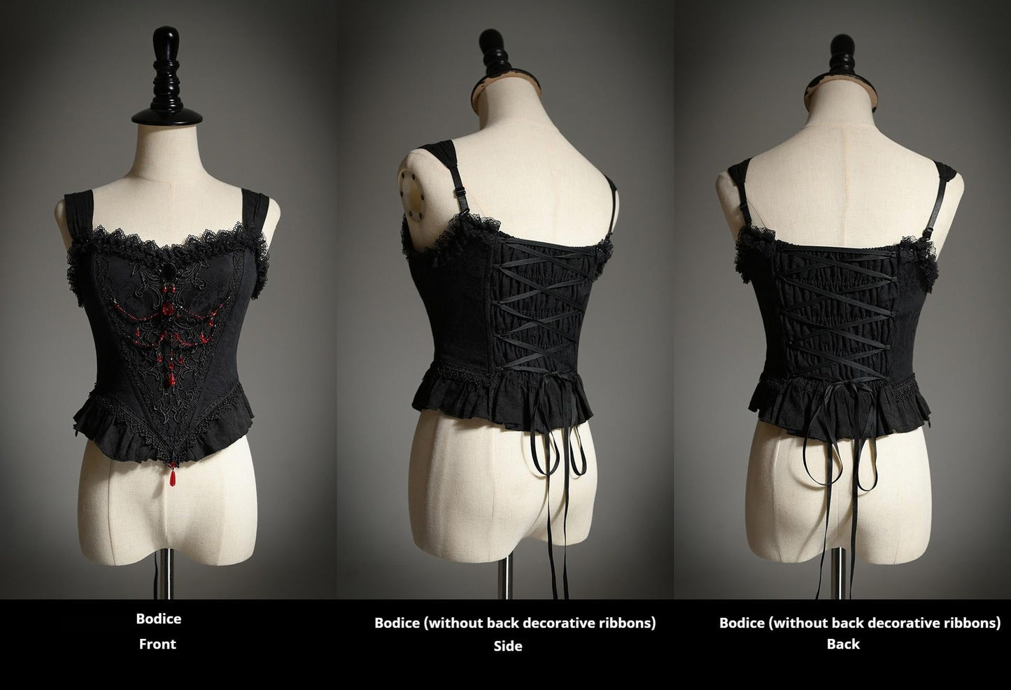 Lingxi Lolita~Lord of the Night~Gothic Lolita Skirt Suit Mermaid Skirt and Fishbone Bodice