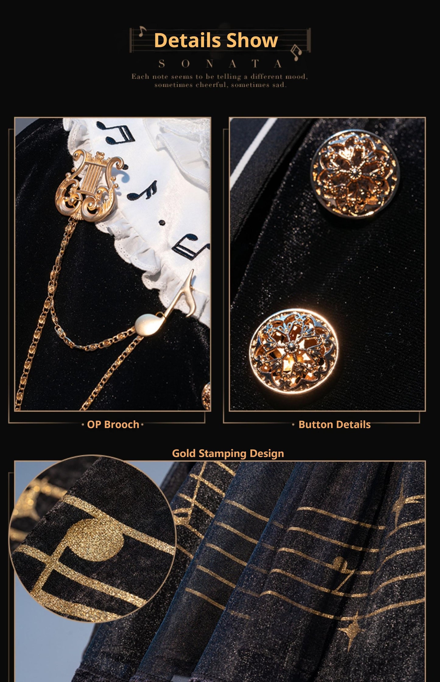 Forest Fluorescent Carps~Black and White Sonata~Ouji Lolita Vest Suit and Vintage Lolita OP Dress