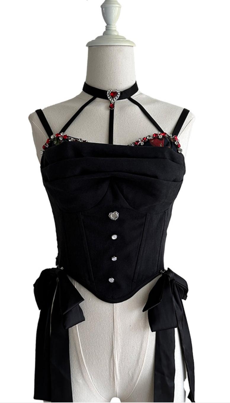 (Buy for me)Gloaming~Sweet Lolita Cherry print Short Sleeve OP and SK Set