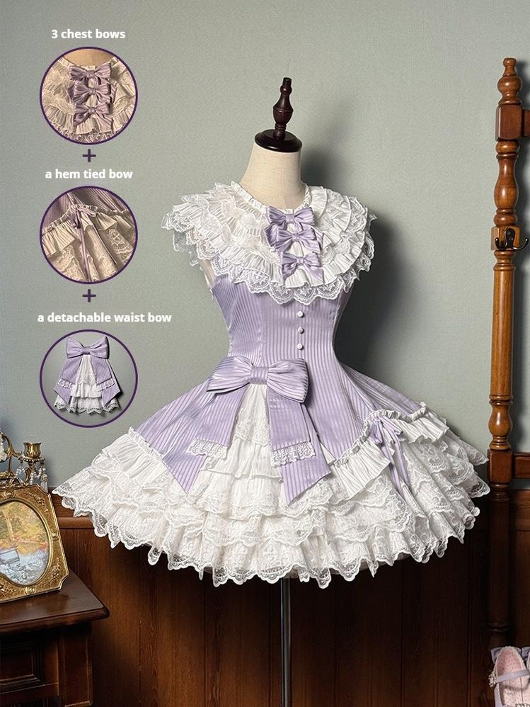 Alice Girl~Arrogant Miss~Sweet Lolita Jumper Dress with Tiered Lace Dress