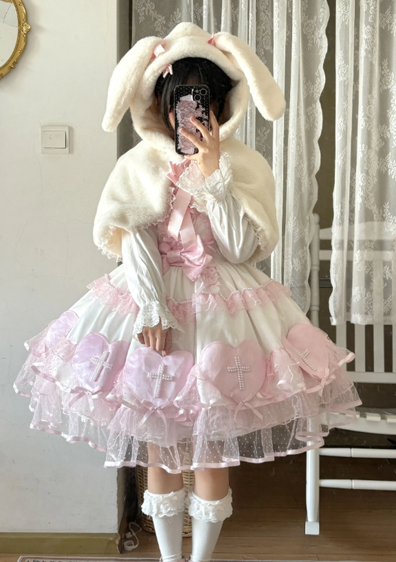 The Seventh Doll~Old School Lolita Cape Bunny Plush Short Coat