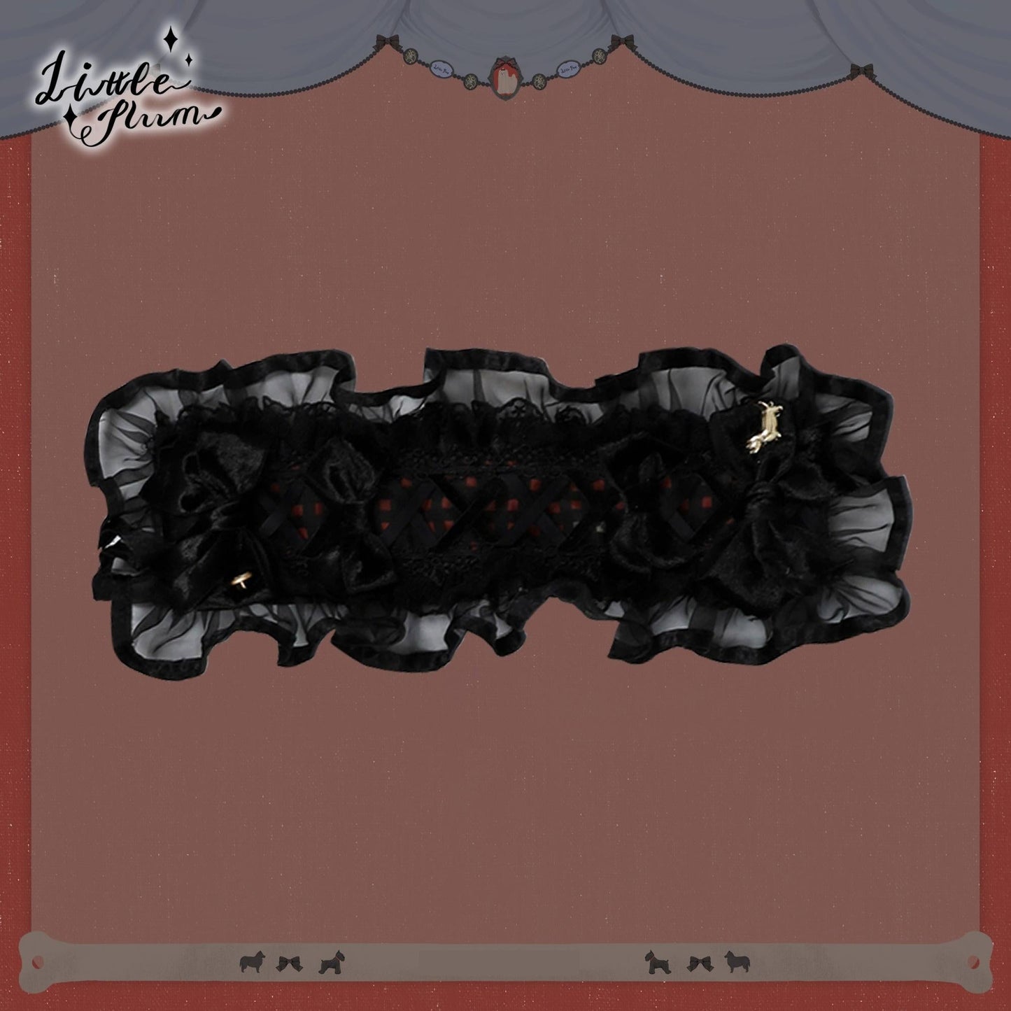 LittlePlum~Telephone Dog~Black Red Classic Lolita Dress Set with OP JSK and Skirt