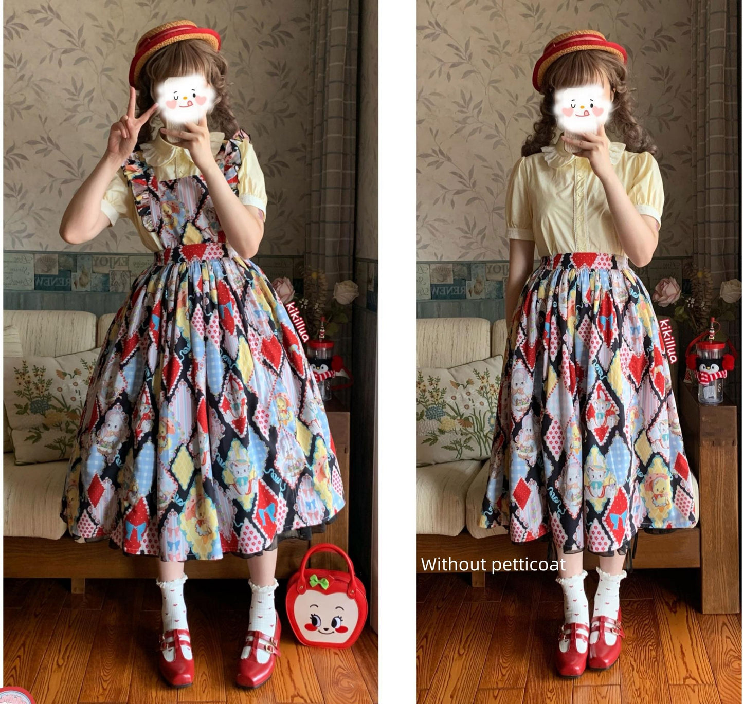 Southern Cross~Showa Kaleidoscope~Sweet Lolita OP SK and JSK with Rabbit Print
