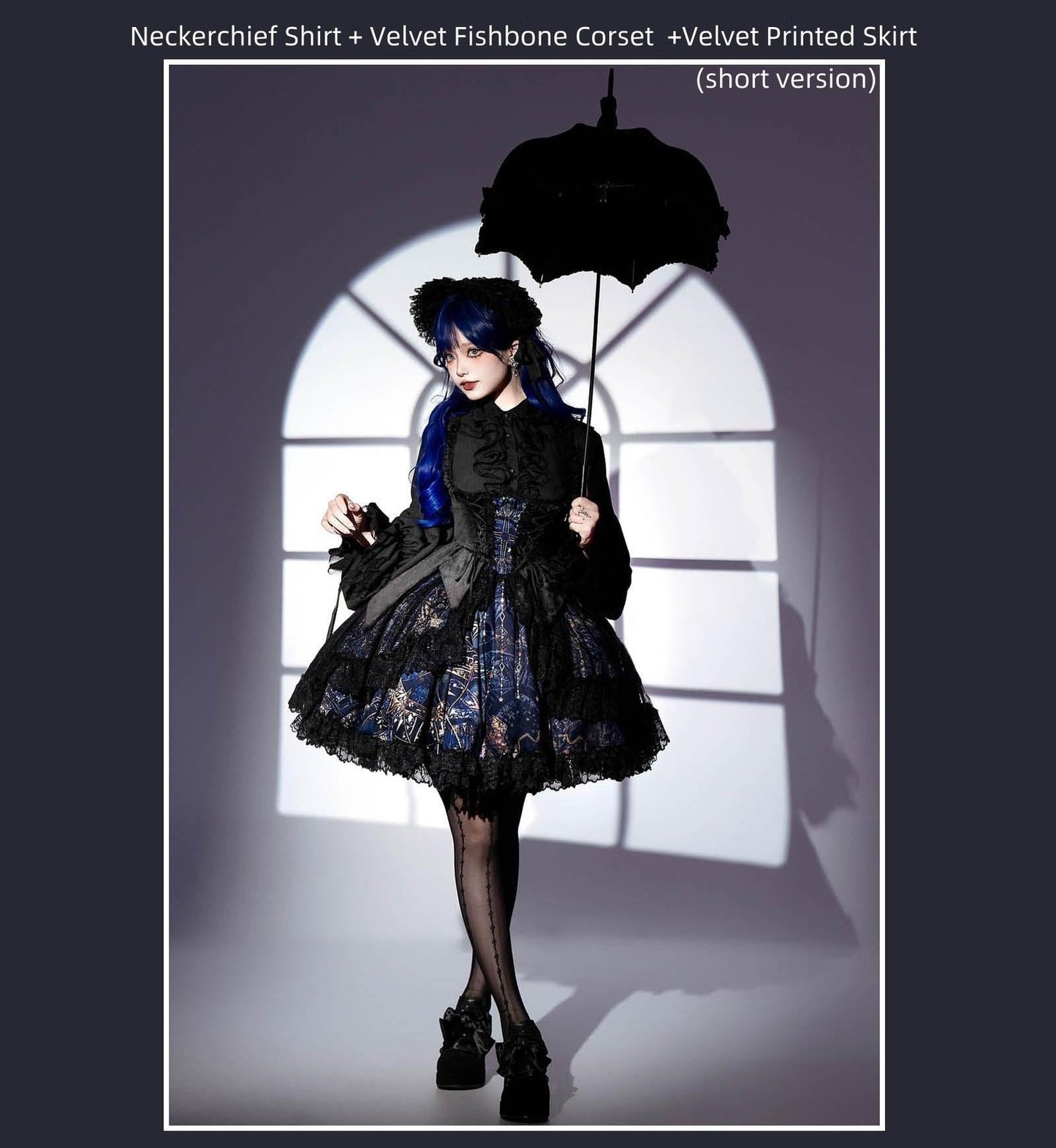 SUSIN~Night Traveler~Classic and Elegant Gothic Dress with Colorful Window Prints