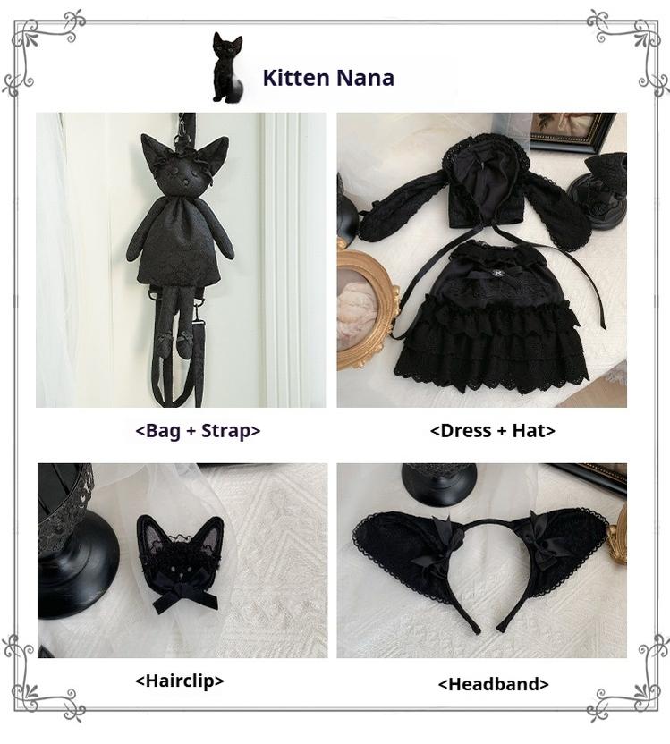With PUJI~Puppet Box~Kawaii Lolita Bag Lamb Kitten Detachable Bag Dress Hat