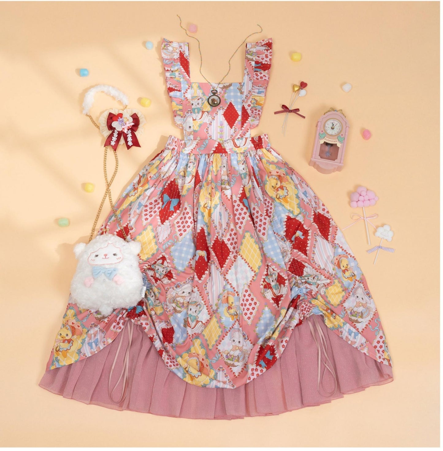 Southern Cross~Showa Kaleidoscope~Sweet Lolita OP SK and JSK with Rabbit Print