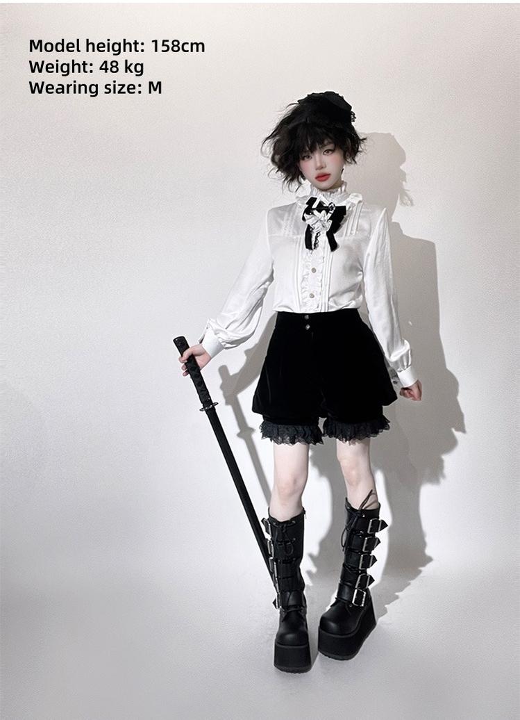 CastleToo~Erosion Heart F-Type~Ouji Lolita Suit Black Velvet Shorts and Skirt
