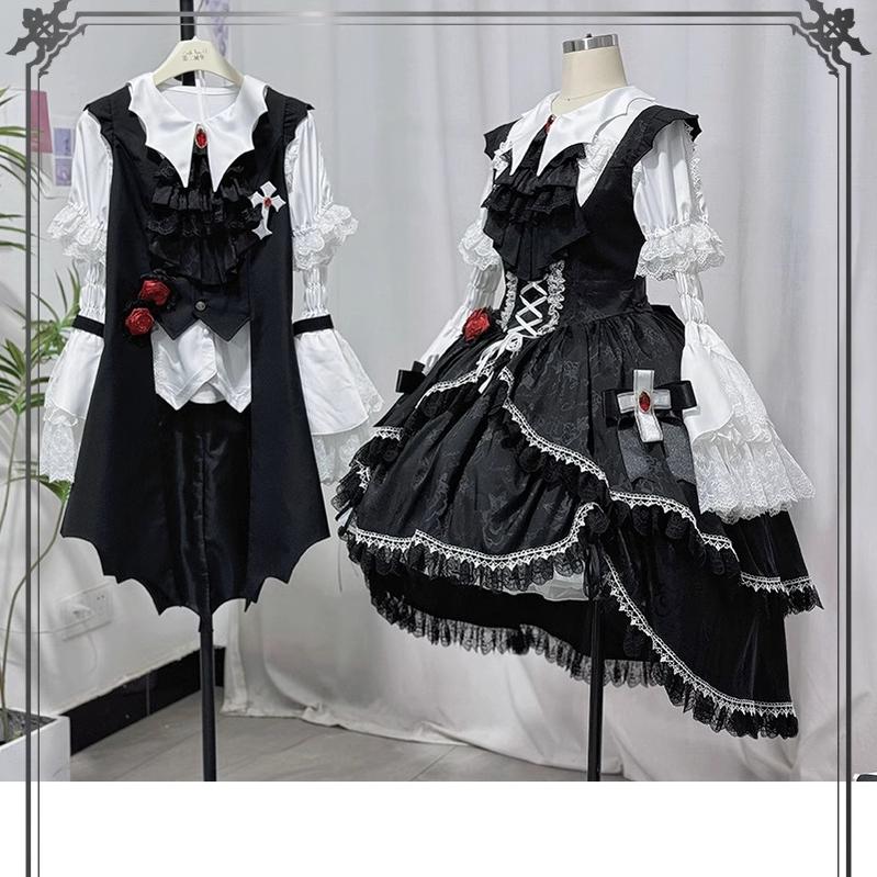 CastleToo~Night Rose~Elegant Ouji Lolita Suits With Lolita JSK And Shorts