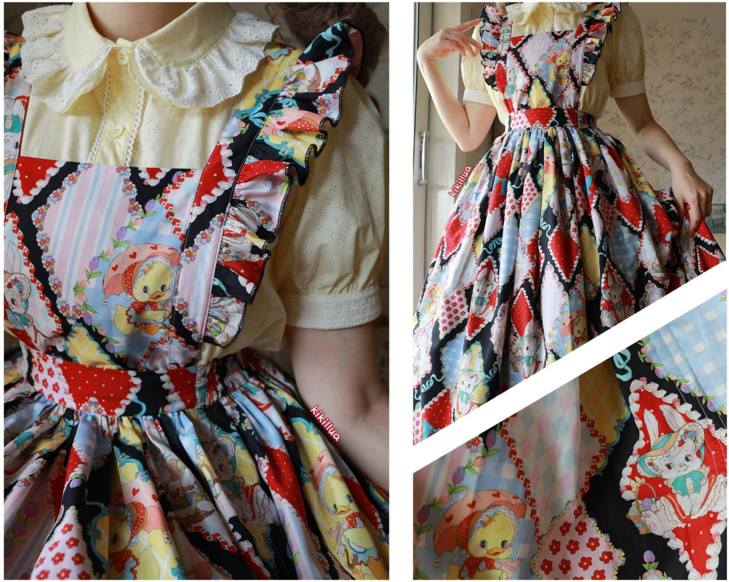 Southern Cross~Showa Kaleidoscope~Sweet Lolita OP SK and JSK with Rabbit Print