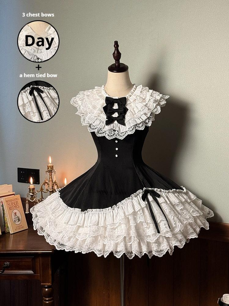 Alice Girl~Arrogant Miss~Sweet Lolita Jumper Dress with Tiered Lace Dress