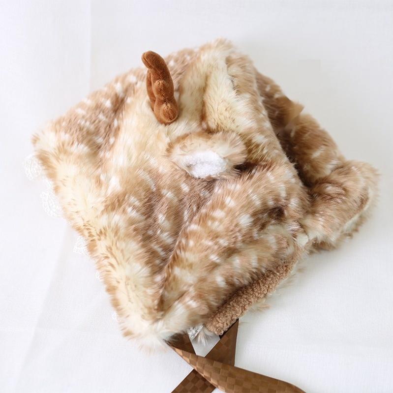 Xiaogui~Deer Spot~Japanese Kawaii Lolita Hat Cute Antler Fleece Lei Feng Hat