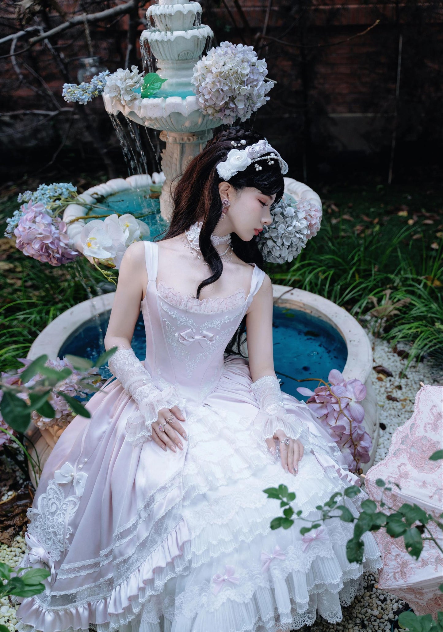 Garden Cat~Rose Promise~Classic Lolita JSK Embroidery Jumper Dress Built-in Fishbone