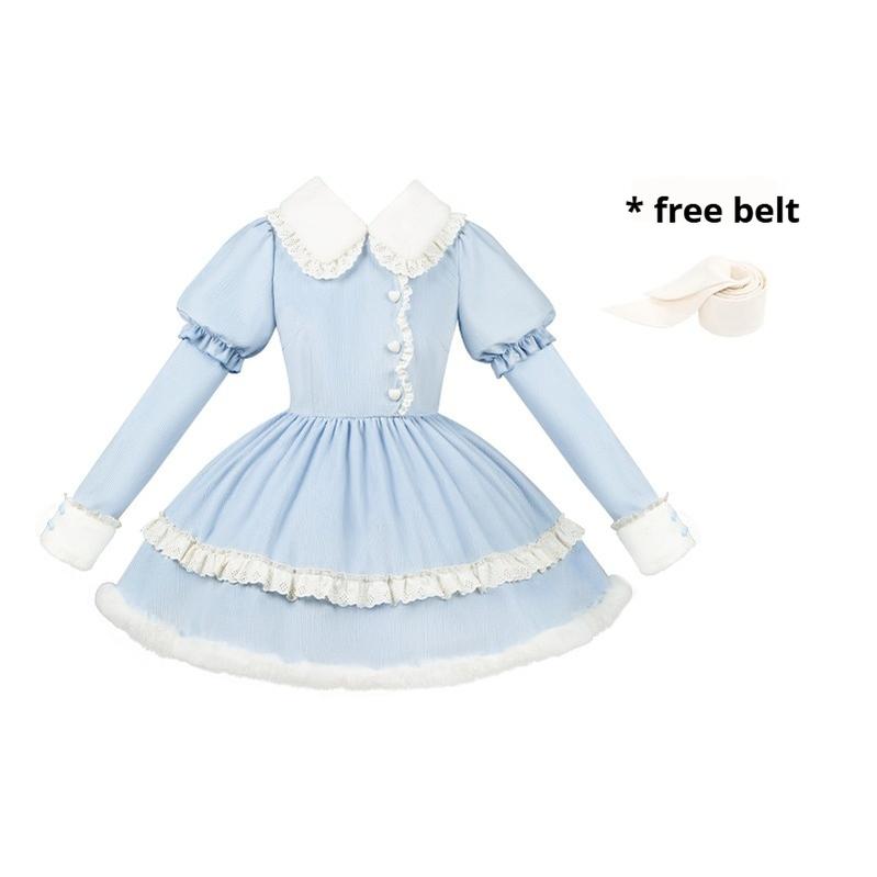 With PUJI~Rabbit&Alice~Sweet Twin Lolita OP Dress Doll Apron Dress Set