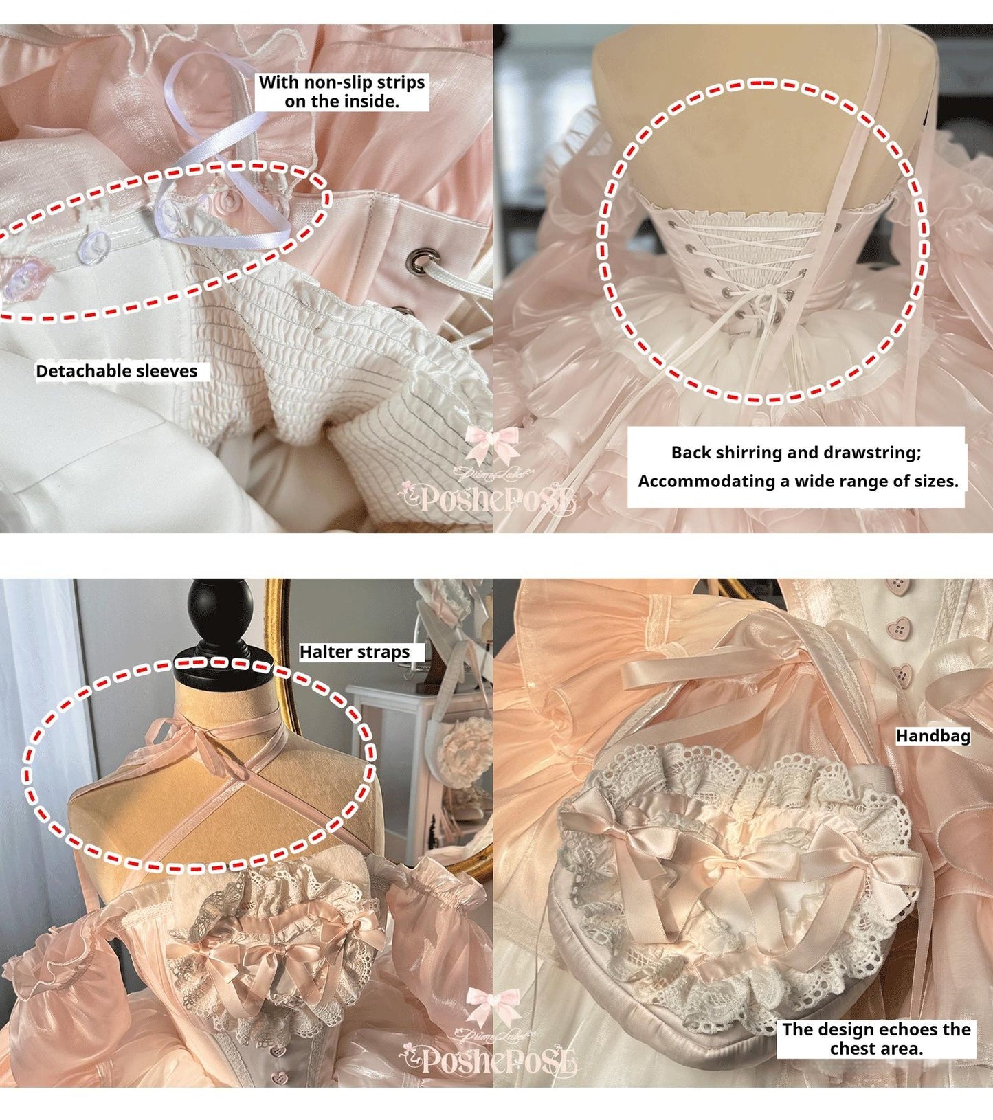 POSHEPOSE~Jewel Box · Button Cat Dream~Gorgeous Princess Lolita Dress Set with KC and Handbag