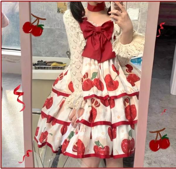 Polaris Lolita~Cherry Crown~Sweet Lolita JSK Three-tiered Dress